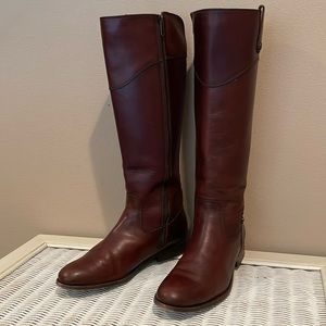 FRYE MELISSA BUTTON Inside Zip Boot Brown/Red